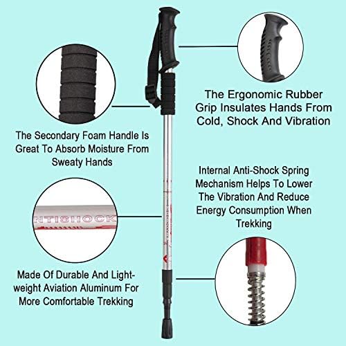 Aihoye Collapsible Trekking Poles - 2 Pack, Lightweight, Anti-Shock Walking Sticks - Adjustable for Men and Women