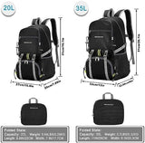 WEREWOLVES 20/35L Lightweight Hiking Backpack, Ultralight Water Resistant Packable Daypack for Women Men