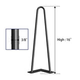 SMARTSTANDARD 16" Hairpin Furniture Legs, Metal Home DIY Projects for Nightstand, Coffee Table, Desk, etc with Rubber Floor Protectors Black 4PCS