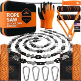 High Limb Rope Saw 53 In - Zero Effort 360 Rope Chain Saw - Sharp Manual Tree Limb Cutter - Hand Chainsaw with Ergonomic Handles and Carrying Case - Fast and Easy Pocket Chainsaw
