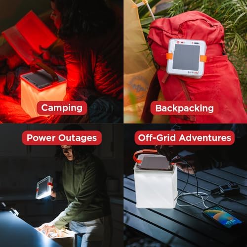 LuminAID Survivor Solar Lantern with Dual Phone Charger - Inflatable LED Lamp for Camping, Hiking and Travel - Emergency Light for Power Outages, Hurricane, Survival Kits