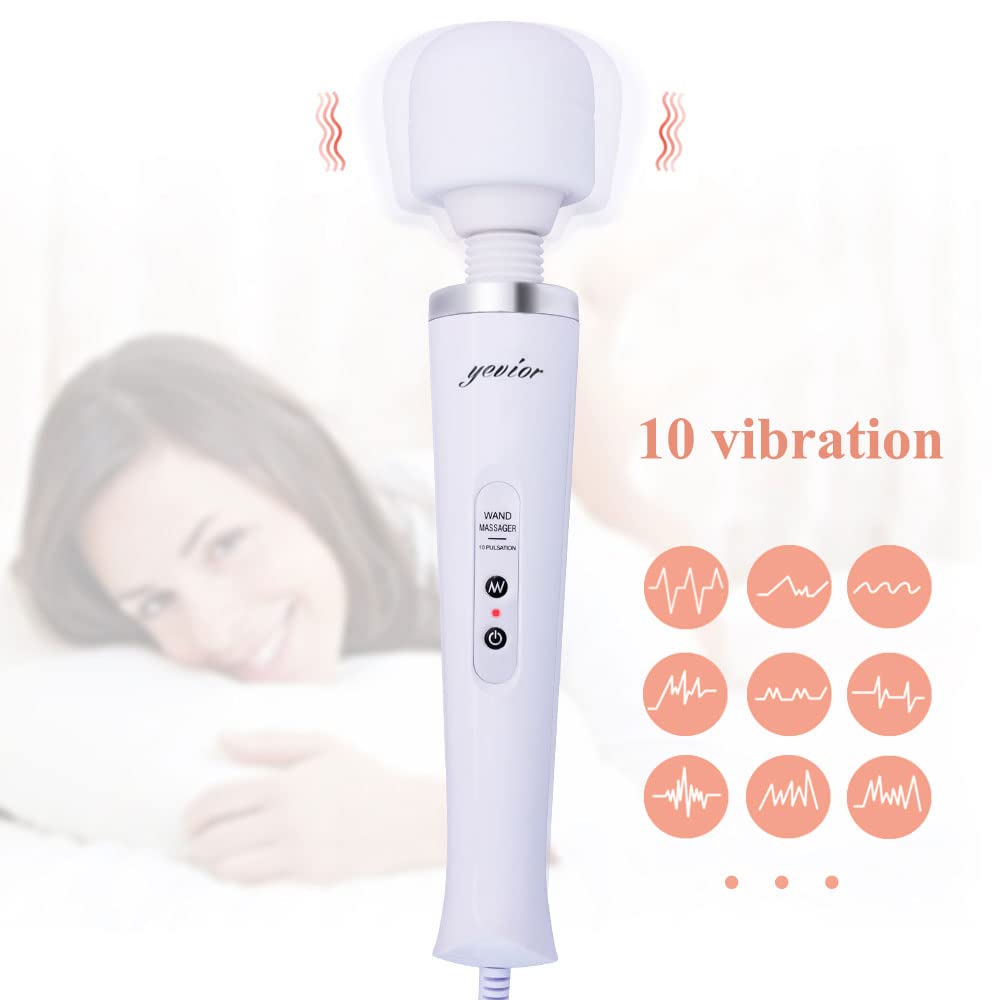 YEVIOR Wired Powerful Handheld Massager with 10 Pulse Settings, Personal Total Body Therapy Massager for Sports Recovery, Muscle Aches, Body Pain (White)