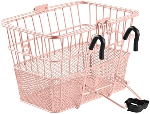 Retrospec Apollo Detachable Front Bike Basket Steel Half-Mesh with Integrated Detachable Hooks and Built-In Handle, Easy Assembly and Portability for Bicycles