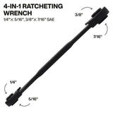 KLEIN TOOLS 68214 4-in-1 Reversible Ratchet Wrench, Box Wrench, SAE Hex Sizes 1/4, 5/16, 3/8, and 7/16-Inch, 90-Tooth Ratchet, Pass-Through Design
