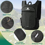 Lightweight Packable Backpack for Women Men - 20L Small Waterproof Foldable Daypack for Travel, Hiking, and Daily Use, Adjustable Chest Strap Multiple Pockets, Black
