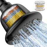 Filtered Shower Head Matte Black- High Pressure Shower Head with filter for Hard Water - Rain Shower Head Water Softener - Luxury 7 Settings Adjustable Water Filter Showerhead (Matte Black)