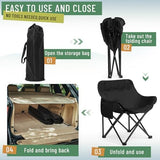 2 Pack Compact Camping Chairs Portable Folding for Outside with Carry Bag Lightweight Moon Chairs for Travel Picnic Hiking Beach Fishing, 600D Oxford, Supports 330lbs(Black)
