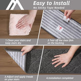 COSY HOMEER Edging Stair Treads Non-Slip Carpet Mat 28inX9in Indoor Stair Runners for Wooden Steps, Edging Stair Rugs for Kids and Dogs, 100% Polyester TPE Backing (4pc, Black)