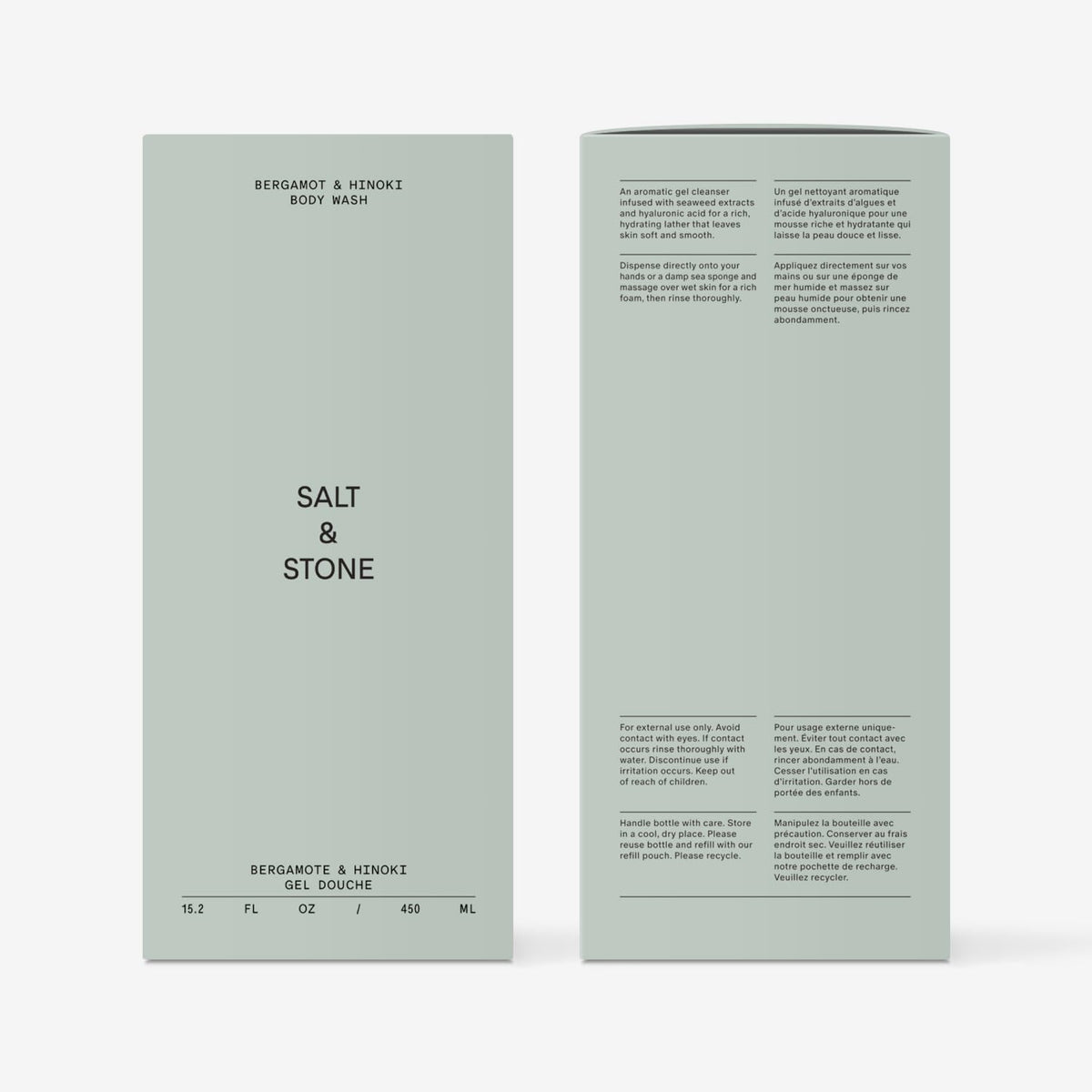Salt & Stone Body Wash for Women & Men, Bergamot & Hinoki 15.2 fl oz
