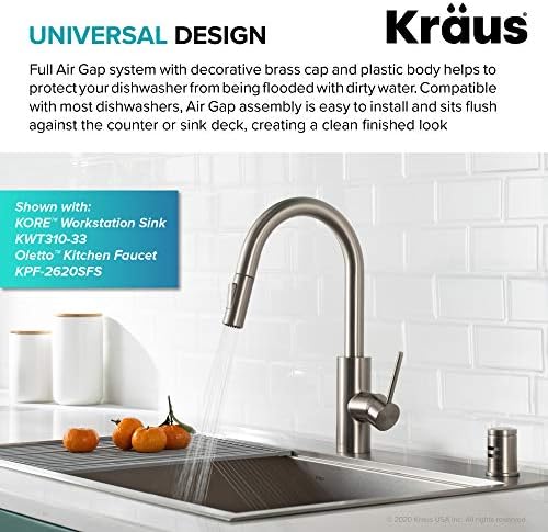 KRAUS Dishwasher Air Gap in Spot Free All-Brite™ Stainless Steel, KAG-1SFS