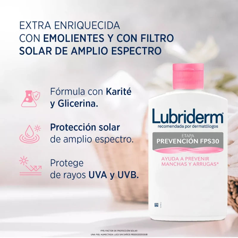 Lubriderm Crema Líquida Lubriderm Etapa Prevención Fps 30 400ml Tipo de envase Botella