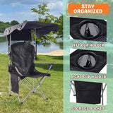 CozyBox Portable Folding Camping Chairs with Canopy Shade, Beach Chair for Adults, Durable Weather Resistant 600D Oxford Cloth, Camping Chair with Canopy for Outdoors [Red]