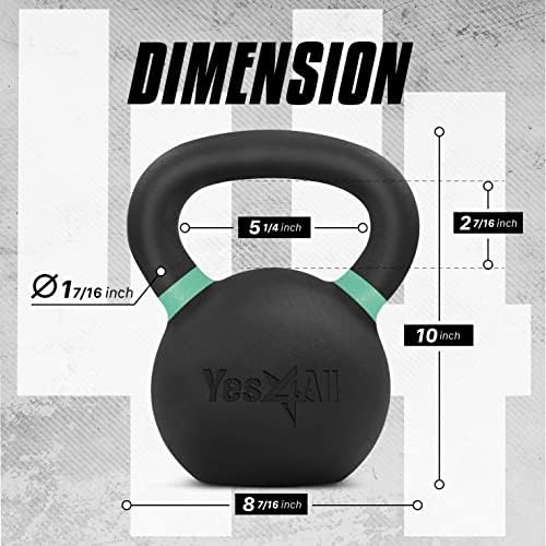 Yes4All Powder Coated Cast Iron Kettlebell Strength Training Kettlebells Weight Set for Full Body Workout, Home Gym