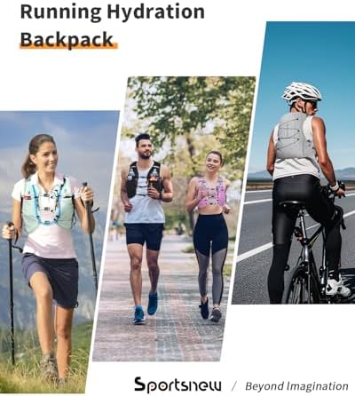 sportsnew Running Vest for Women Men, Lightweight 10L Hydration Backpack with Waterproof Phone Pocket, Breathable Pack for Hiking Trail Running Cycling Marathon