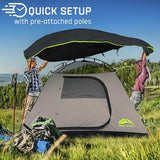 Happy Travel Camping Tent, 4 Person Dome Tents for Camping with Rainfly, Waterproof Clip Easy Setup Portable Family Tent with Mesh Windows, 20% More Headroom Backpacking Tents for Camping & Hiking