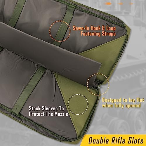 DULCE DOM 32/36/42/48/52 inch Double Rifle Case Soft Bag Gun Case, Perfect for Rifle Pistol Firearm Storage and Transportation, All Around Shooting Range Tactical Rifle Backpack, Indoor Outdoor