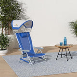 GCI OUTDOOR Sunshade Backpack Beach Chair | Reclining Folding Canopy Chair with Durable Armrests, Drink Holder & Carry Straps, Perfect for Beach Trips & Picnics — Saybrook Blue