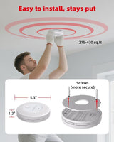 KIMROG 10-Year Sealed Battery 2-in-1 Smoke & Carbon Monoxide Detector Alarm | Home/Garage Combo CO & Smoke Alarm Detector with LED Warning Light Indicators & V-0 Flame-Retardant Housing(2-Pack)