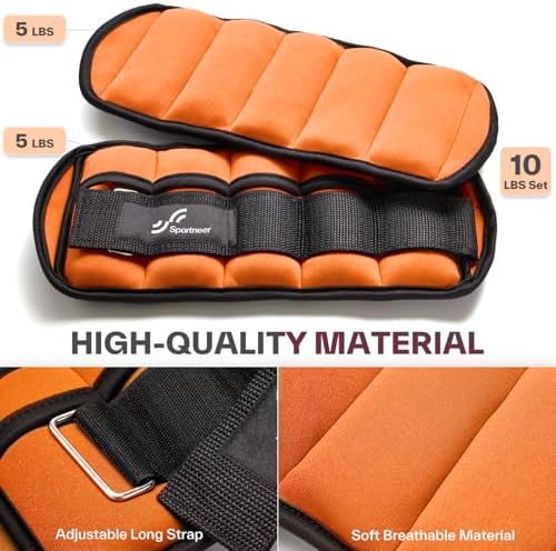 Sportneer Adjustable Ankle Weights 1 Pair 2 4 6 8 10 Lbs Leg Weight Straps for Women Men, Weighted Ankle Weights Set for Gym,Fitness, Workout,Walking, Jogging,1-5 lbs Each Ankle, 1 Pair 2-10 lbs