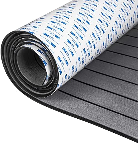 OCEANBROAD EVA Foam Boat Flooring with 3M Adhesive Backing Marine Self-Adhesive Decking 96''x45.6''/36''/28.8''/16.8'', 48''x16.8'' Faux Teak Sheet for Jon Boats Swim Platform Helm Pad RV Floor