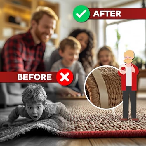 XFasten Double Sided Carpet Tape for Area Rugs 2 Inch x 60 Yards, Residue-Free Carpet Tiles Tape, Removable Heavy-Duty Rug Pad Gripper for Hardwood, Vinyl Flooring Underlayments, Laminate- Wood-Safe