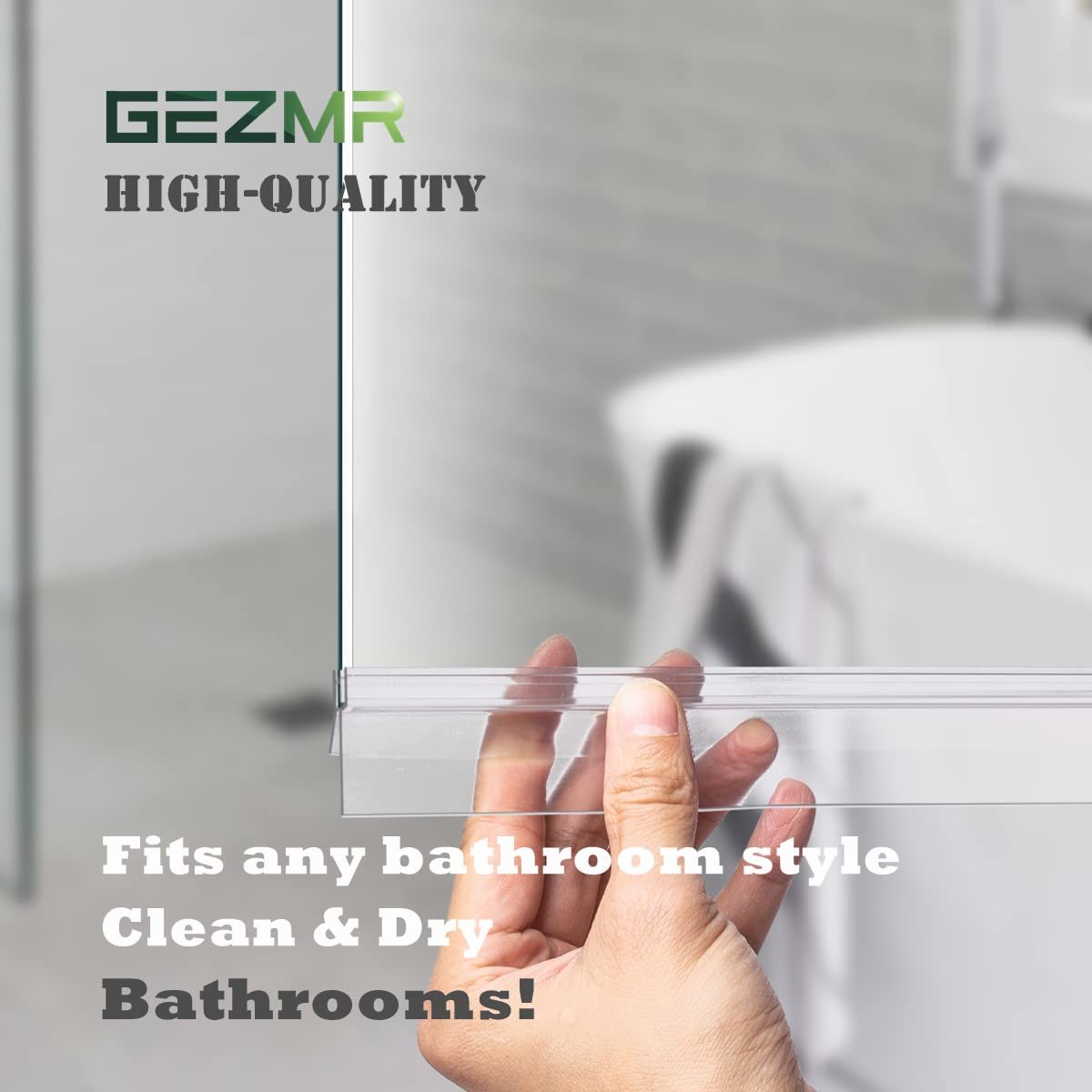 GEZMR 2-Pack Frameless Shower Door Bottom Seal (1/4'' X 39'') Clear Glass Shower Door Sweep Strip can Covers up to 23mm Gap - Stop Leaks