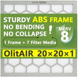 20x20x1 MERV 8 Air Filter,AC Furnace Air Filter,Reusable ABS Plastic Frame, 7 Pack Replaceable Filter Media (Actual Size: 19.61" x 19.61" x 0.78")