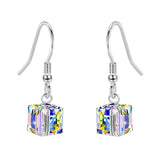 EVEVIC Austrian Crystal Cube Drop Earrings for Women, French Hook