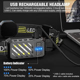 LED Headlamp, 1000lumens 230° Widebeam Headlight, USB Rechargeable HeadLamp with Red Taillight, Lightweight Waterproof Headband Light for Camping Running Hiking, Hard Hat Headlamp