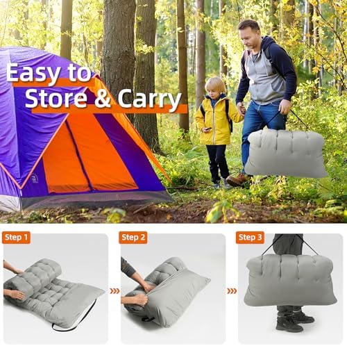 Portable Camping Cot, 600LBS Max Load, Extra Wide with Thick Mattress, Folding Cot for Outdoor Camping/Office, Home Nap (Grey)