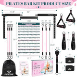 Pilates Bar Kit with Resistance Bands, Multifunctional Yoga Pilates Bar with Heavy-Duty Metal Adjustment Buckle, Portable Home Gym Pilates Resistance Bar Kit for Women Full Body Workouts