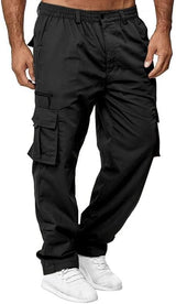 THWEI Mens Cargo Pants Casual Cotton Jogger Multi Pockets Outdoor Hiking Work Sweatpants
