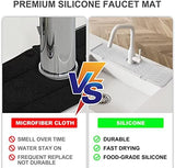 Meiliweser Silicone Faucet Splash Guard Gen 2 - Outlet & Slope Upgraded Faucet Water Catcher Mat - 18” x 5.1” - Sink Sponge Holder for Kitchen, Bathroom(Beige)