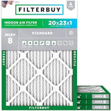 Filterbuy 20x23x1 Air Filter MERV 8 Dust Defense (4-Pack), Pleated HVAC AC Furnace Air Filters Replacement (Actual Size: 19.50 x 22.50 x 0.75 Inches)
