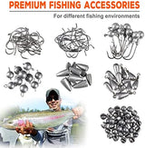 PLUSINNO 264/397pcs Fishing Accessories Kit, Organized Fishing Tackle Box with Tackle Included, Fishing Hooks, Fishing Weights Sinkers, Swivels, Beads, Fishing Gear Set Equipment for Bass Trout
