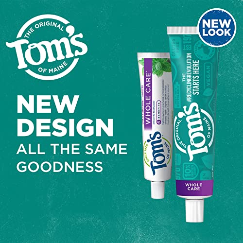 Tom's of Maine Whole Care Natural Toothpaste with Fluoride, Wintermint, 4 Oz. 3-Pack (Packaging May Vary)