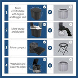 Hapoon XL Portable Folding Toilet with Lid - Travel Portable Potty for Adults, 12 Toilet Bags, 12 Pack Liquid Waste Gel