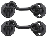 (2 Pack) Raswik 4" Privacy Hook and Eye Gate Latch Easy Lock for Sliding Barn Door, Black
