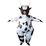 ZISUEX Inflatable Cow Costume Adult Cow Blow Up Suit Halloween Costume Jumpsuit Fancy Party Christmas Inflatable Suit (White, L:4.9ft to 6.2ft)
