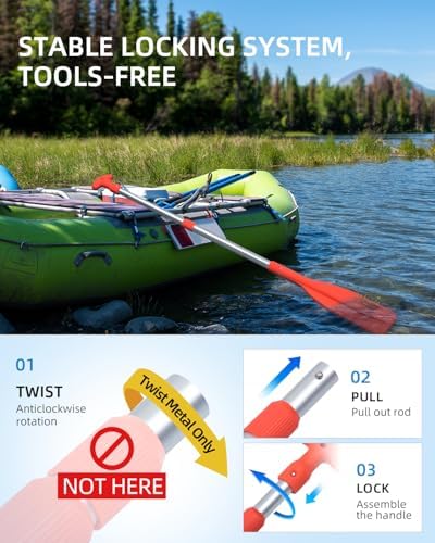OCEANBROAD Telescoping Emergency Paddle 21''-42''/26''-54'' Aluminium Shaft for Kayaing Boating Canoeing River Tubing