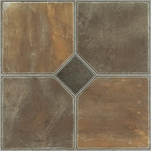 Nexus Self Adhesive 12-Inch Vinyl Floor Tiles, 20 Tiles - 12" x 12", Rustic Slate Pattern - Peel & Stick, DIY Flooring for Kitchen, Dining Room, Bedrooms & Bathrooms by Achim Home Décor