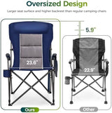 ALPHA CAMP Oversized Folding Camping Chairs High Backrest Heavy Duty Lawn Chairs for Adults Support 500 LBS Portable Camp Chairs with Cup Holders Large Side Pocket for Outdoor