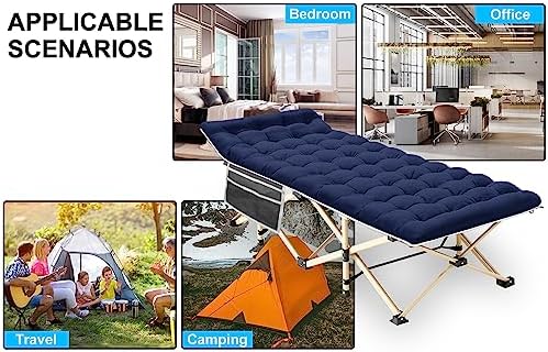 Camping Cot with Mattress, 450LBS(Max Load), Portable Folding Outdoor Bed with Carry Bag for Adults Kids, Heavy Duty Cot for Traveling Gear Supplier, Office Nap, Beach Vocation and Home Lounging