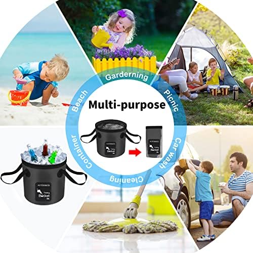 AUTODECO 2 Pack Collapsible Bucket 5 Gallon Container Folding Water Bucket Portable Wash Basin for Outdoor Travelling Camping Fishing Gardening Car Washing 20L