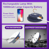 96 LED 395nm UV / 6500K Flashlight Camping Blacklight , 10000mAh Rechargeable, 3000 Lumens, Glow Lights for Party , Bedroom, Stage Lighting, Fluorescent Poster , Dog/Cat Urine , Bed Bug