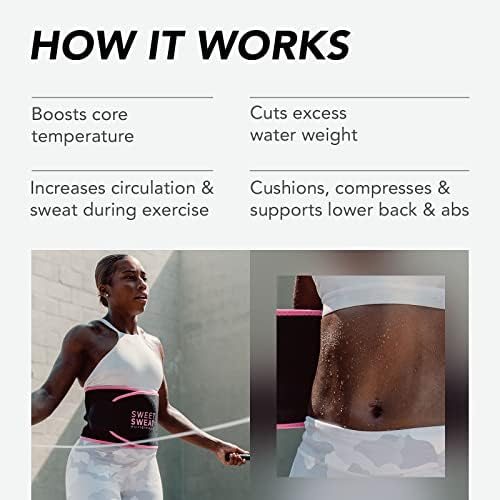 Sports Research® Sweet Sweat Waist Trimmer - Premium Sweat Enhancing Fitness Belt for Women & Men - 5 Adjustable Sizes