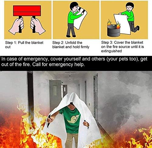 5 Pack 39.9x39.3 Fire Blanket Fire Suppression Blanket | Fiberglass Fire Blankets Emergency for People Flame Retardant Fireproof Survival Safety Kitchen, Fireplace, Car, Office, Warehouse