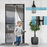 Magnetic Fly Screen Door,Fiberglass Enhanced Screen Mesh,with Stay Open Buckles,Heavy Duty Self-Sealing Mesh,(Fit for Door Size:36x82 Inch,Screen Itself Size:38x83 Inch,Black)