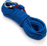 Loreso Strong Magnet Fishing Rope Carabiner, Camping Rope - Heavy Duty 1200 lb Strength All Purpose Ropes, 1/3 Inch Reinforced Polyester Line, Outdoor Rope for Camping, Hiking, Boating & Caving - 65ft