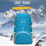 ZOMAKE Lightweight Packable Backpack 35L, Light Foldable Backpacks Water Resistant Collapsible Hiking Bag, Compact Folding Day Pack for Travel Camping(Light Blue)
